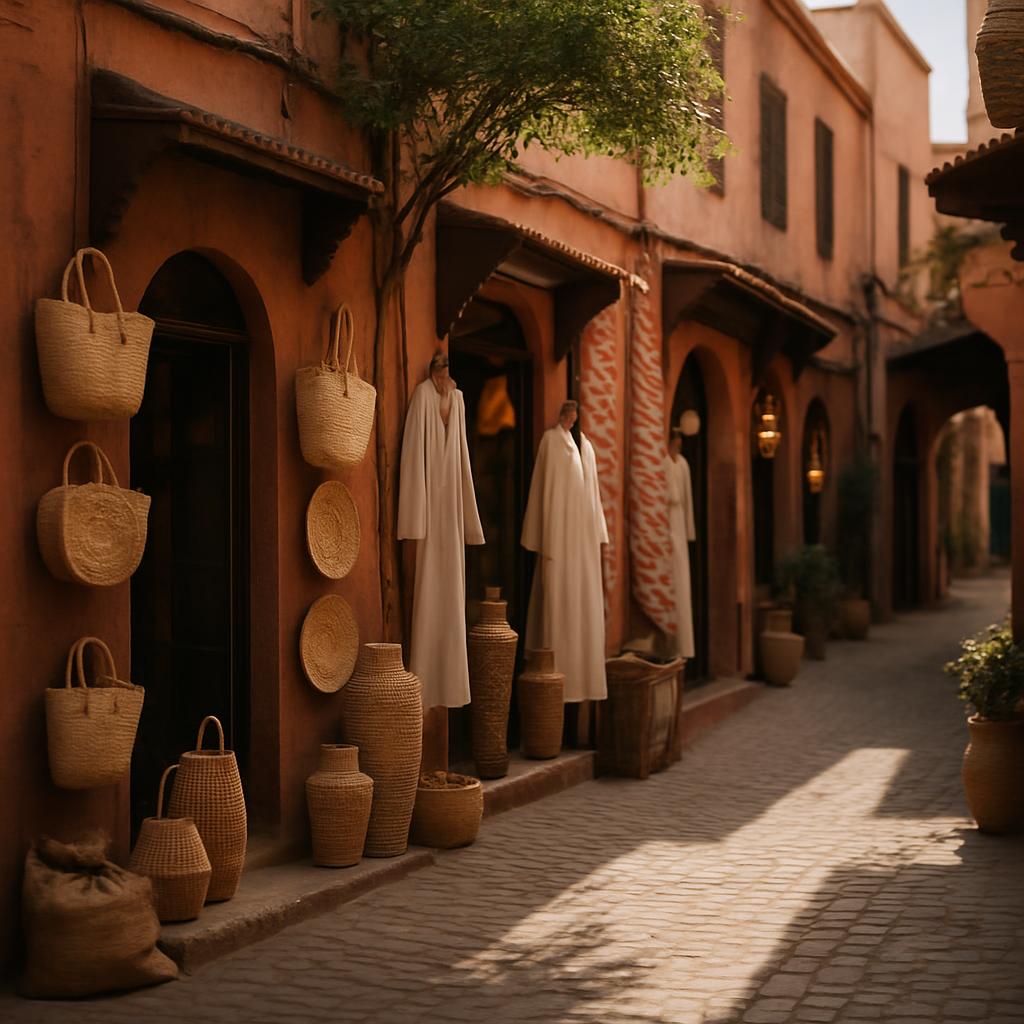 Rooftop terrace in Marrakech at sunset with premium ambiance