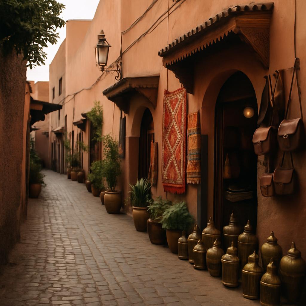 Rooftop terrace in Marrakech at sunset with premium ambiance