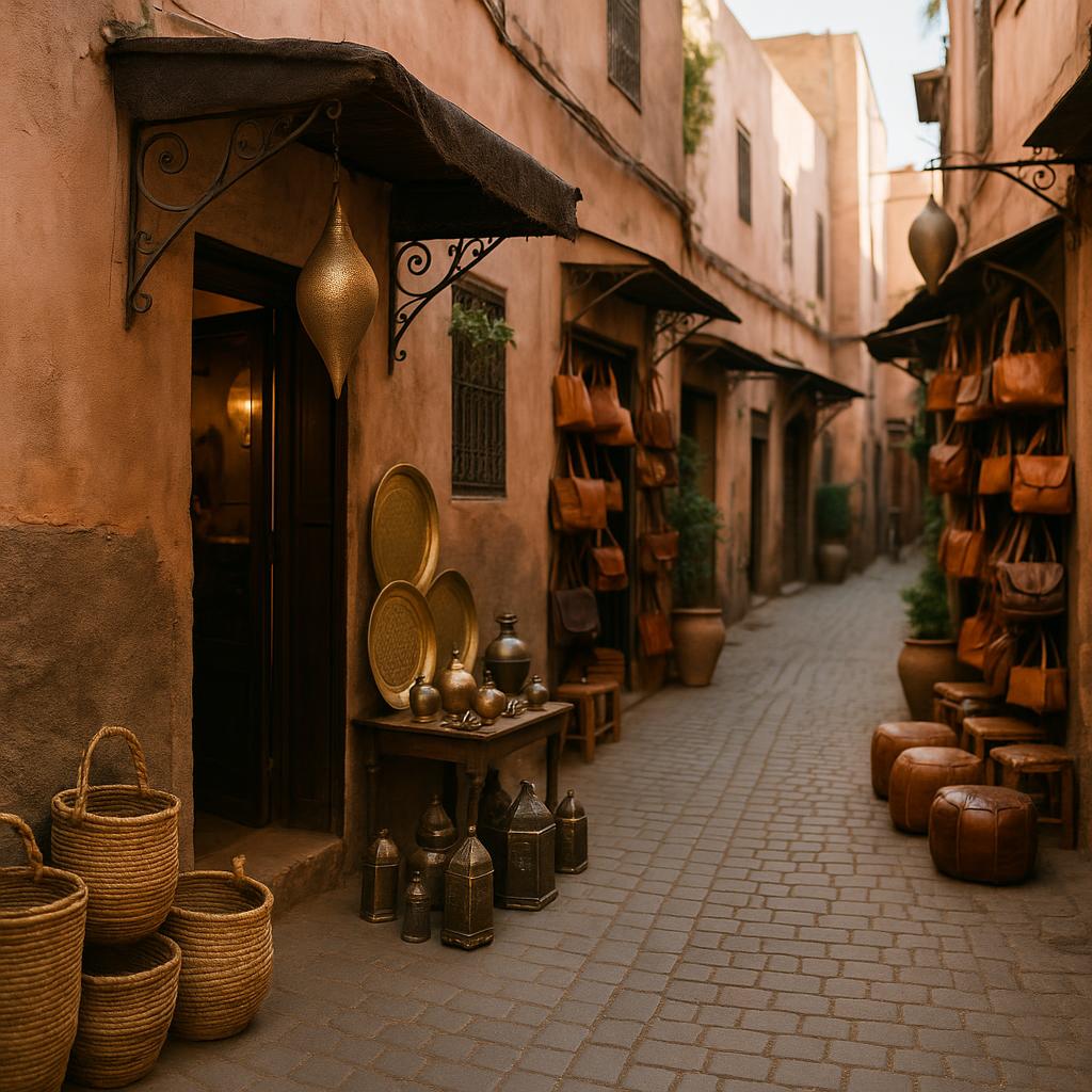 Rooftop terrace in Marrakech at sunset with premium ambiance