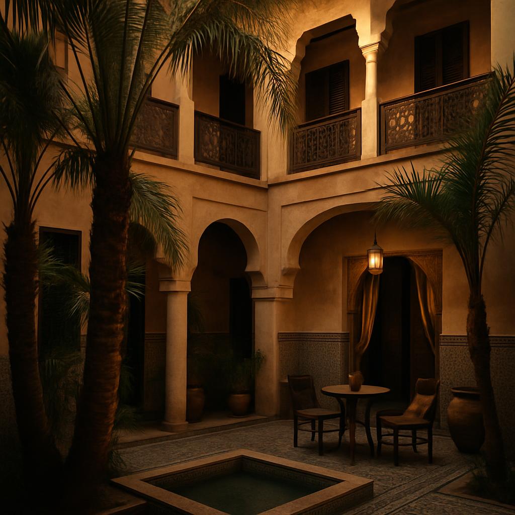 Stylish street scene in Gueliz Marrakech with premium cafes